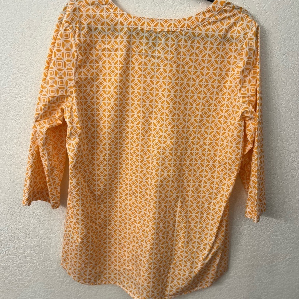 Pendleton Geometric Orange Cotton Split Neck Blou… - image 3